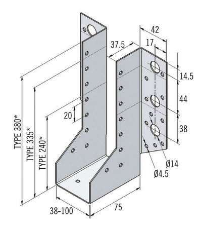 Galvanised Maxi Speedy Joist Hanger 240×47mm 0.9mm Gauge by Wade Building Supplies