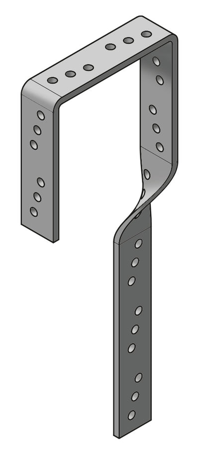 Galvanised Heavy Duty Strap 600mm Bent 100mm 4mm Gauge by Wade Building Supplies