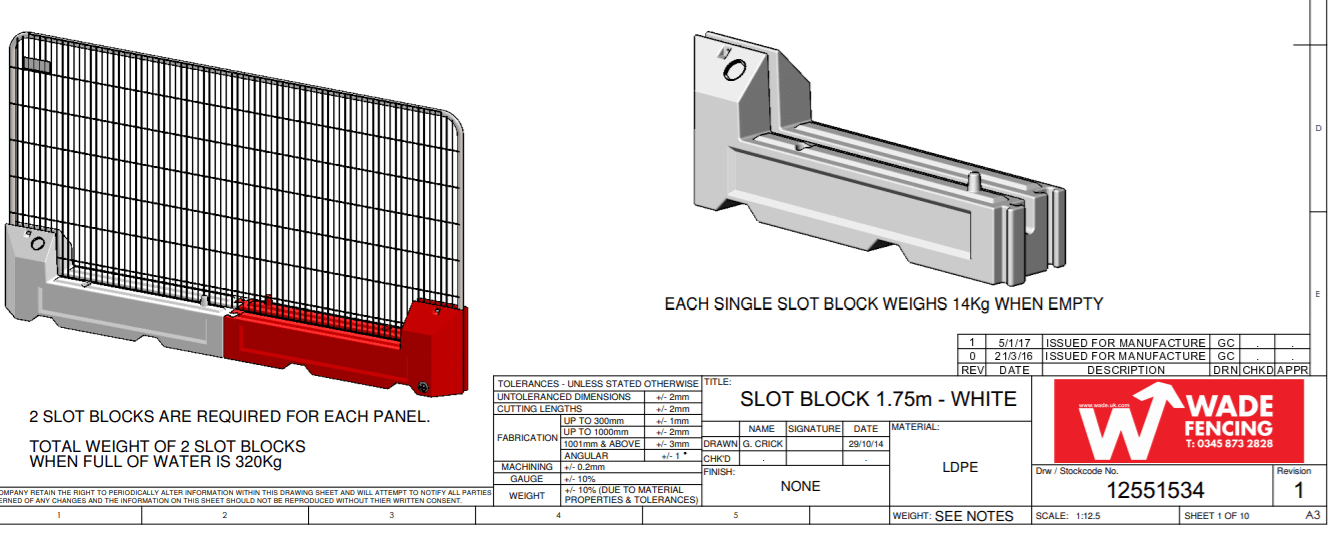 wade building supplies -slot block technical sheet